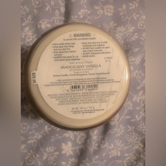 BBW mahogany vanilla 3 wick candle - Picture 3 of 3